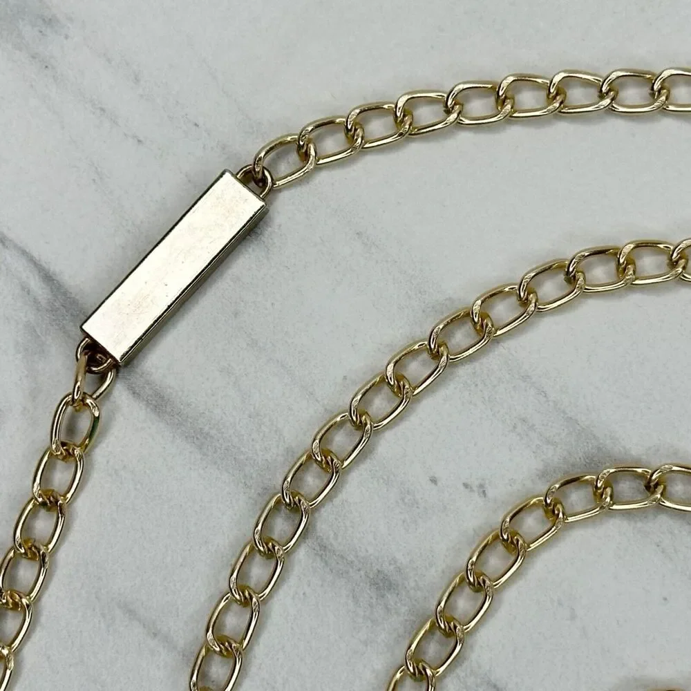 Gold Tone Skinny Chain Link Belt with Bar Details Y2K Festival ✨